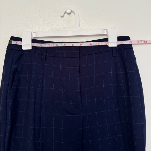 Women's Nine West High Rise Straight Leg Trousers in Navy Windowpane - Picture 10 of 11